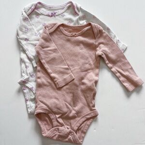 Carter's Pink and White Floral One Pieces - 6 Months